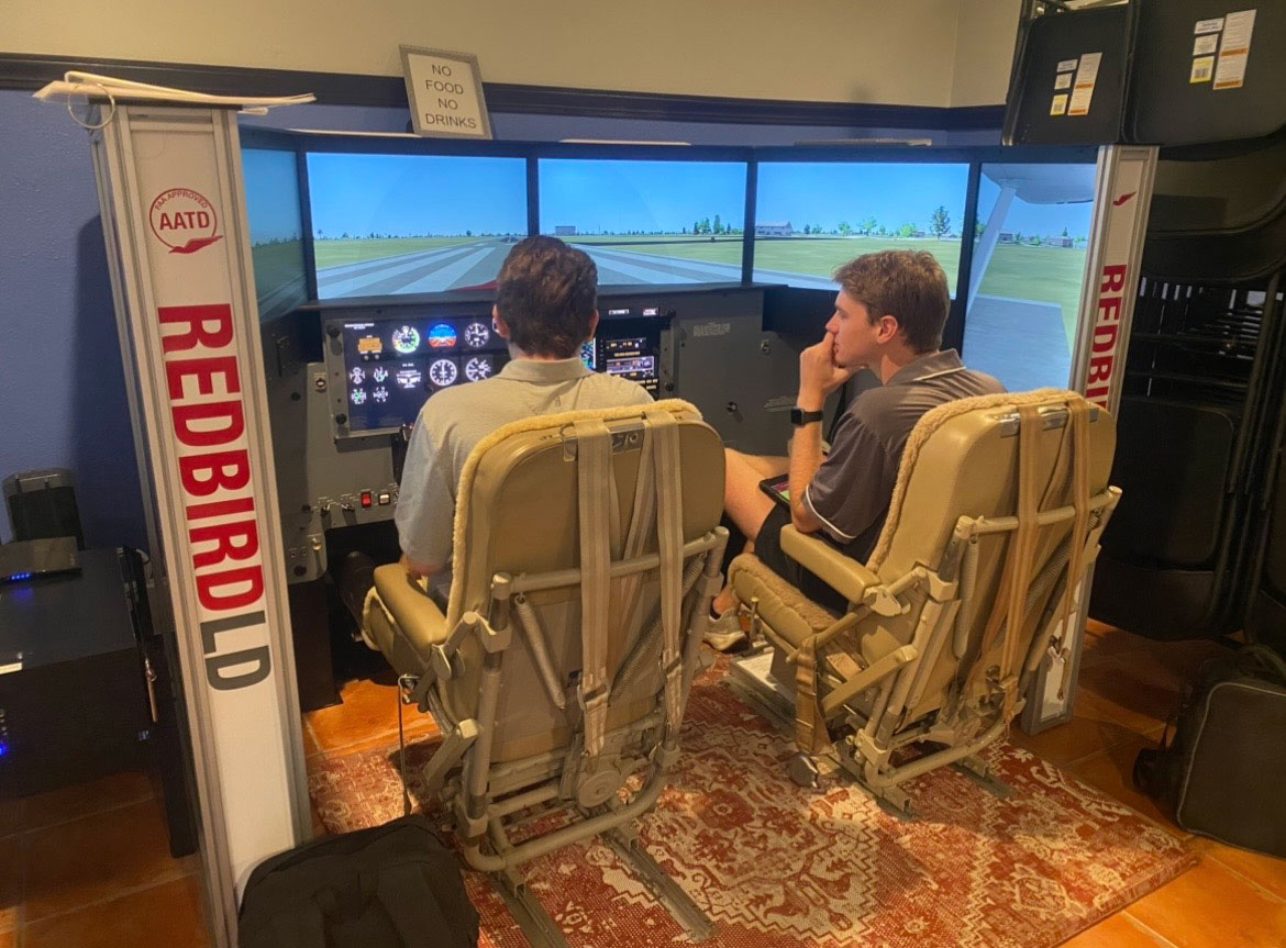 Left view of the flight simulator